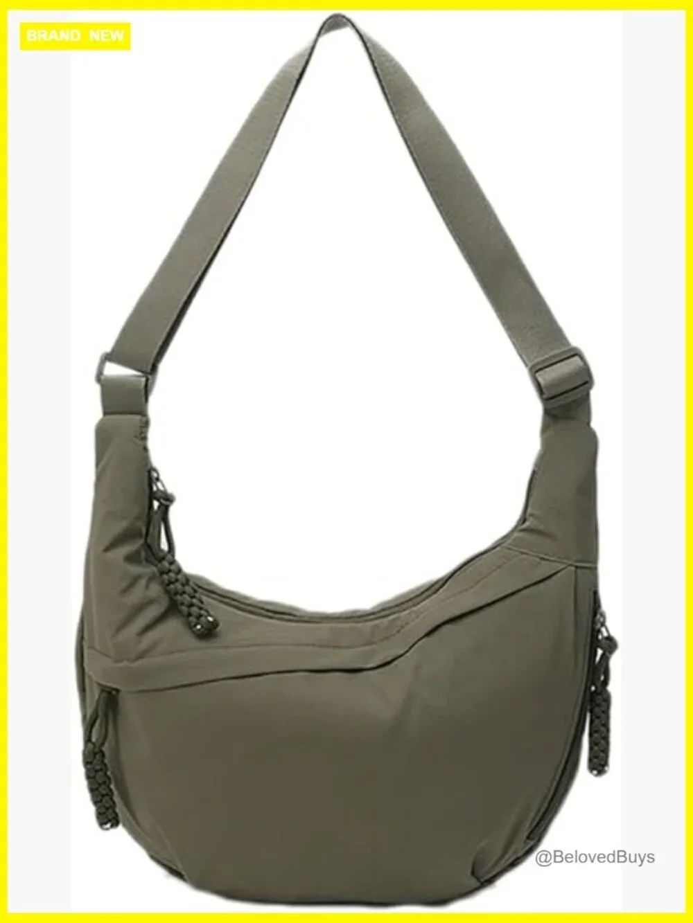 Retro Nylon Canvas Crescent Hobo Shoulder Crossbody Bag Corduroy Slouchy Purse